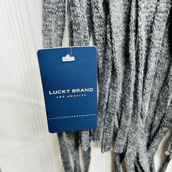 Lucky Brand Solid Brushed Scarf Dark Heather Grey w/Fringe 15" X 88" NWT - Picture 5 of 6